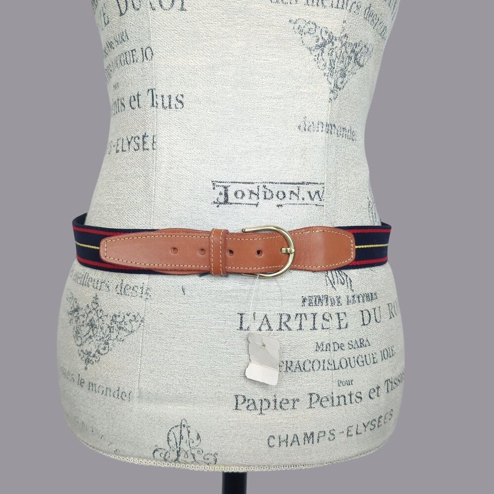 Vintage Pickwick Blue Belt 34 Knit Leather Webbed